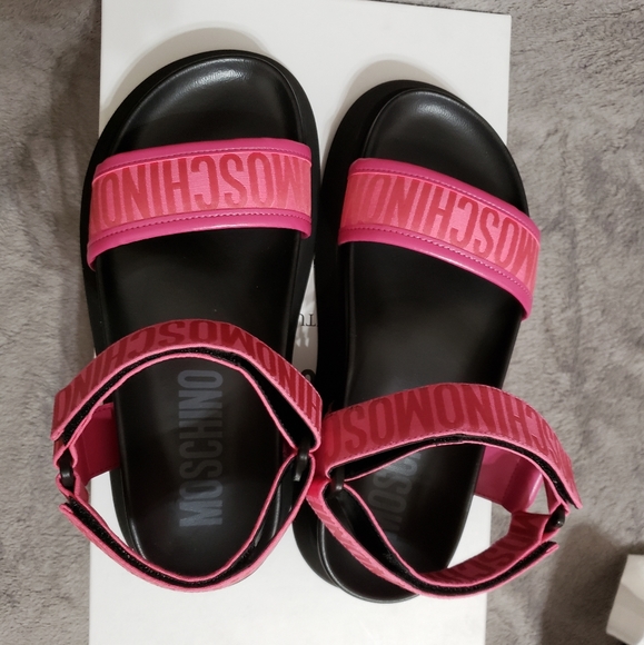 Moschino Denim Logo Ankle-Strap Sandals - Picture 3 of 11